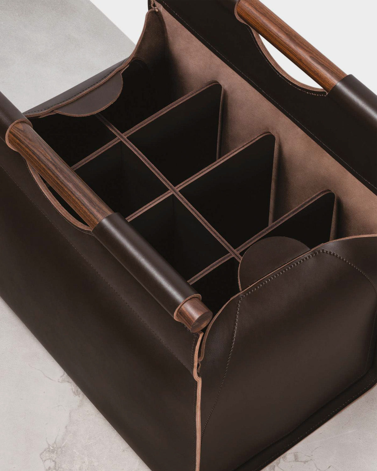 Saddle Leather and Palisander Bottle Tote