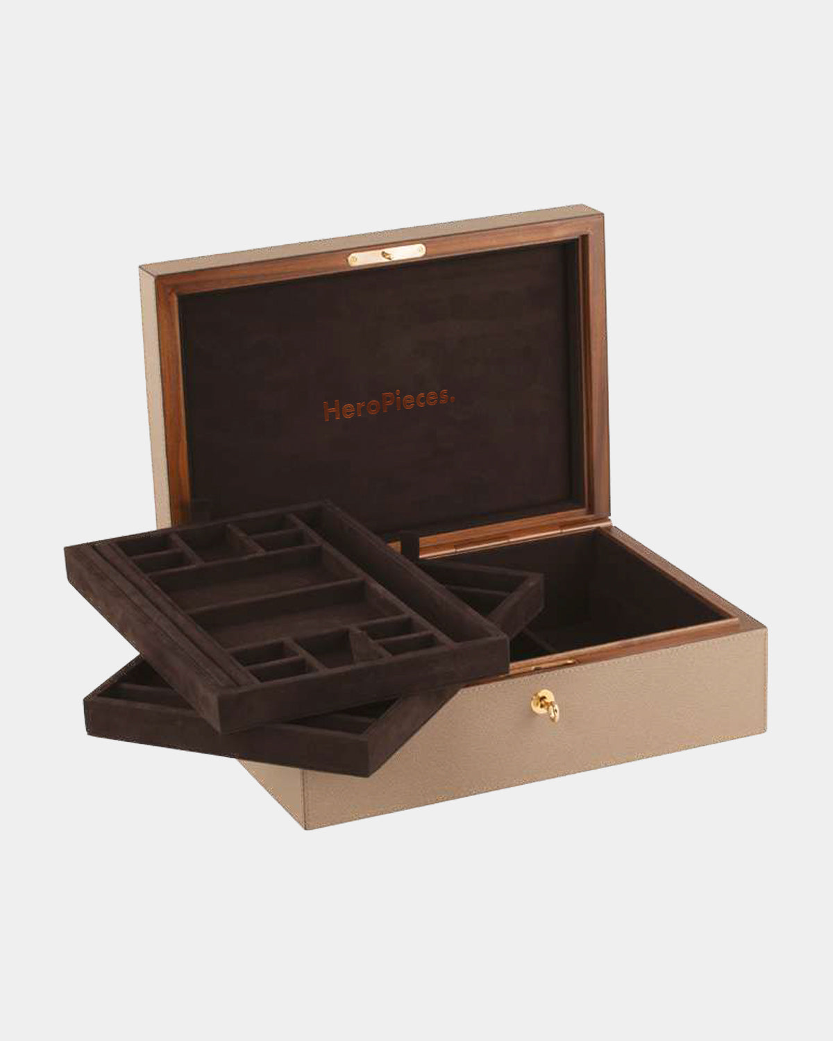 Leather & Walnut Jewellery Box